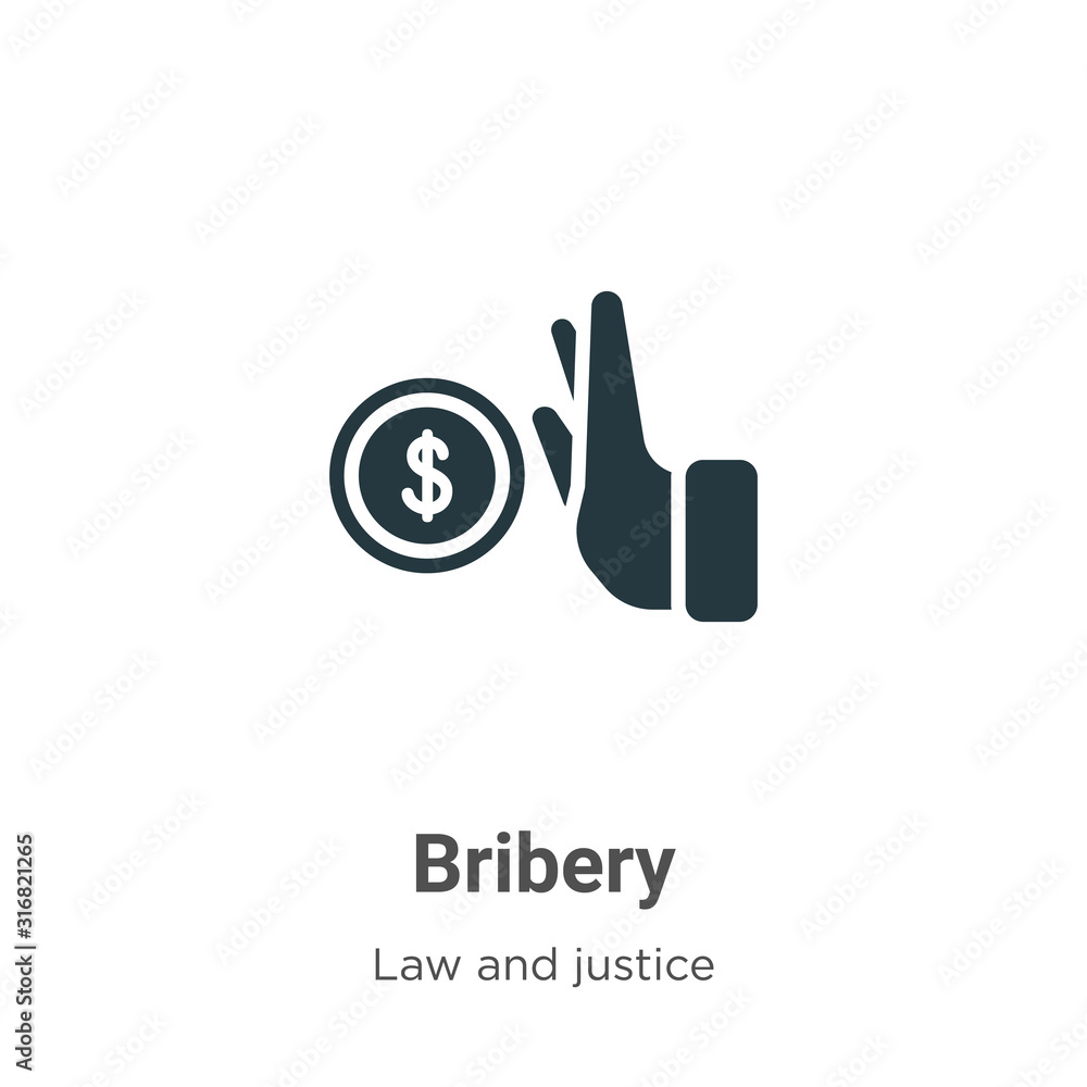Poster bribery glyph icon vector on white background. flat vector bribery icon symbol sign from modern law 