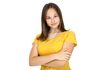 Young girl isolated on white background