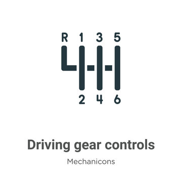 Driving gear controls glyph icon vector on white background. Flat vector driving gear controls icon symbol sign from modern mechanicons collection for mobile concept and web apps design.