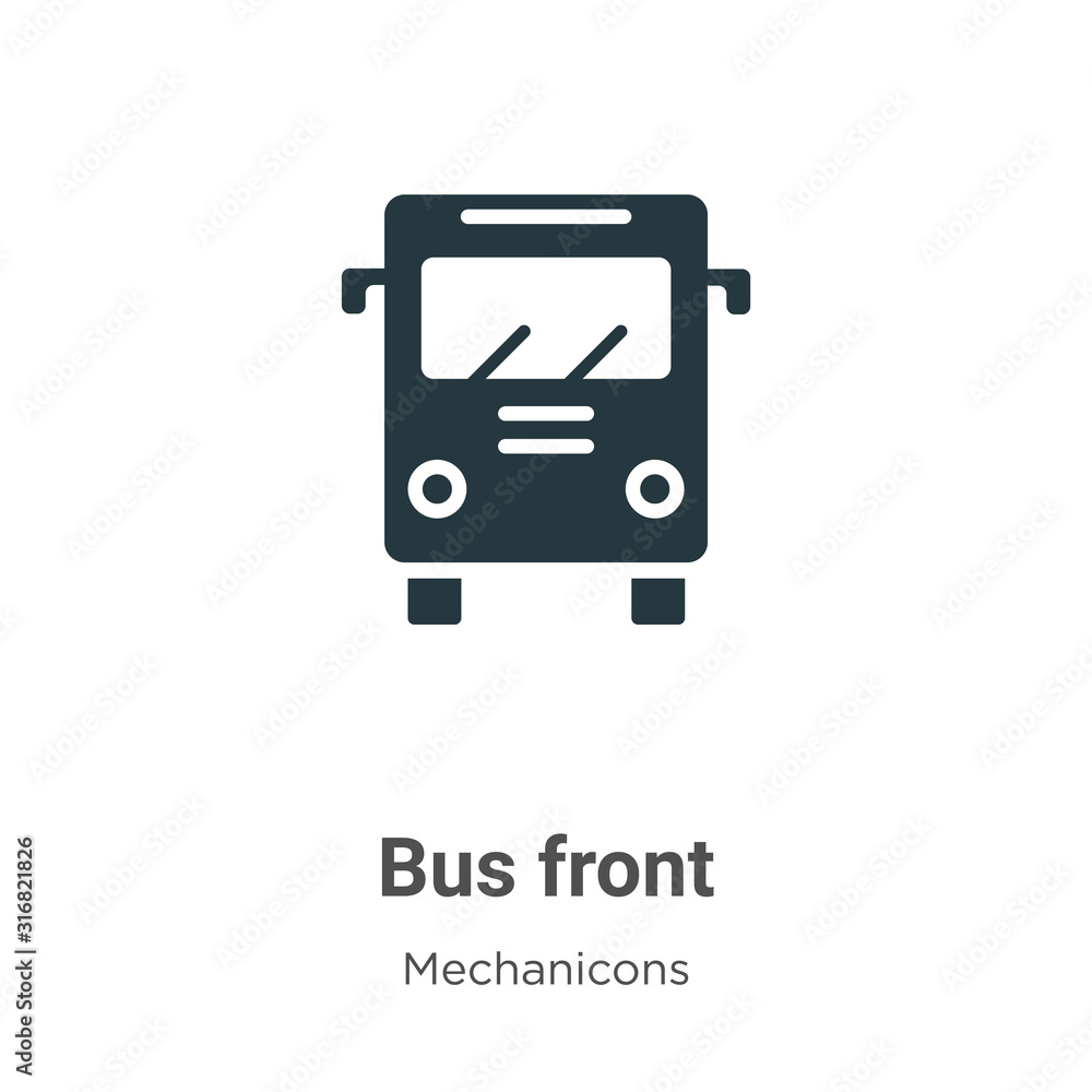 Poster bus front glyph icon vector on white background. flat vector bus front icon symbol sign from modern 