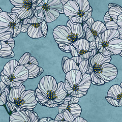 Seamless pattern with flowers.  Scrapbooking Elements for cards, prints, stickers, wallpaper, fabric, textile, gift paper.