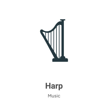 Harp glyph icon vector on white background. Flat vector harp icon symbol sign from modern music collection for mobile concept and web apps design.