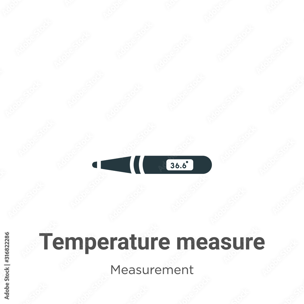 Poster temperature measure glyph icon vector on white background. flat vector temperature measure icon symb