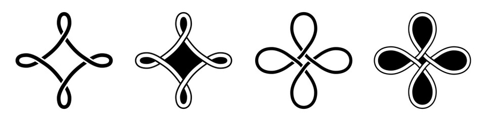 Set of celtic knots. Traditional celtic ornament elements isolated, design black and white. Vector illustration