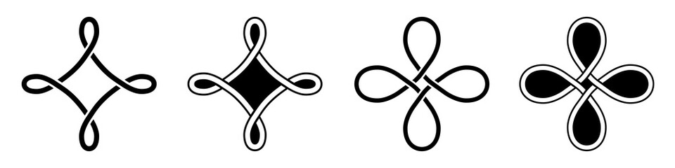 Set of celtic knots. Traditional celtic ornament elements isolated, design black and white. Vector illustration