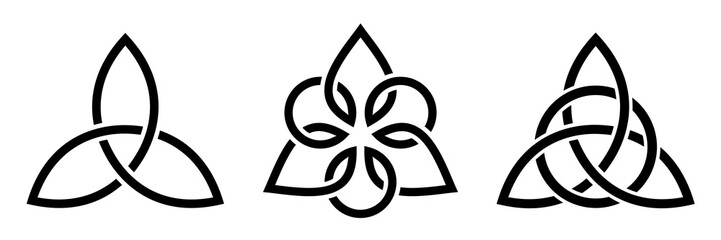 Set of celtic knots. Traditional celtic ornament elements isolated, design black and white. Vector illustration