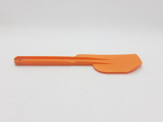 Beautiful Colorful Plastic Rubber Spoon Spatula in White Isolation Background