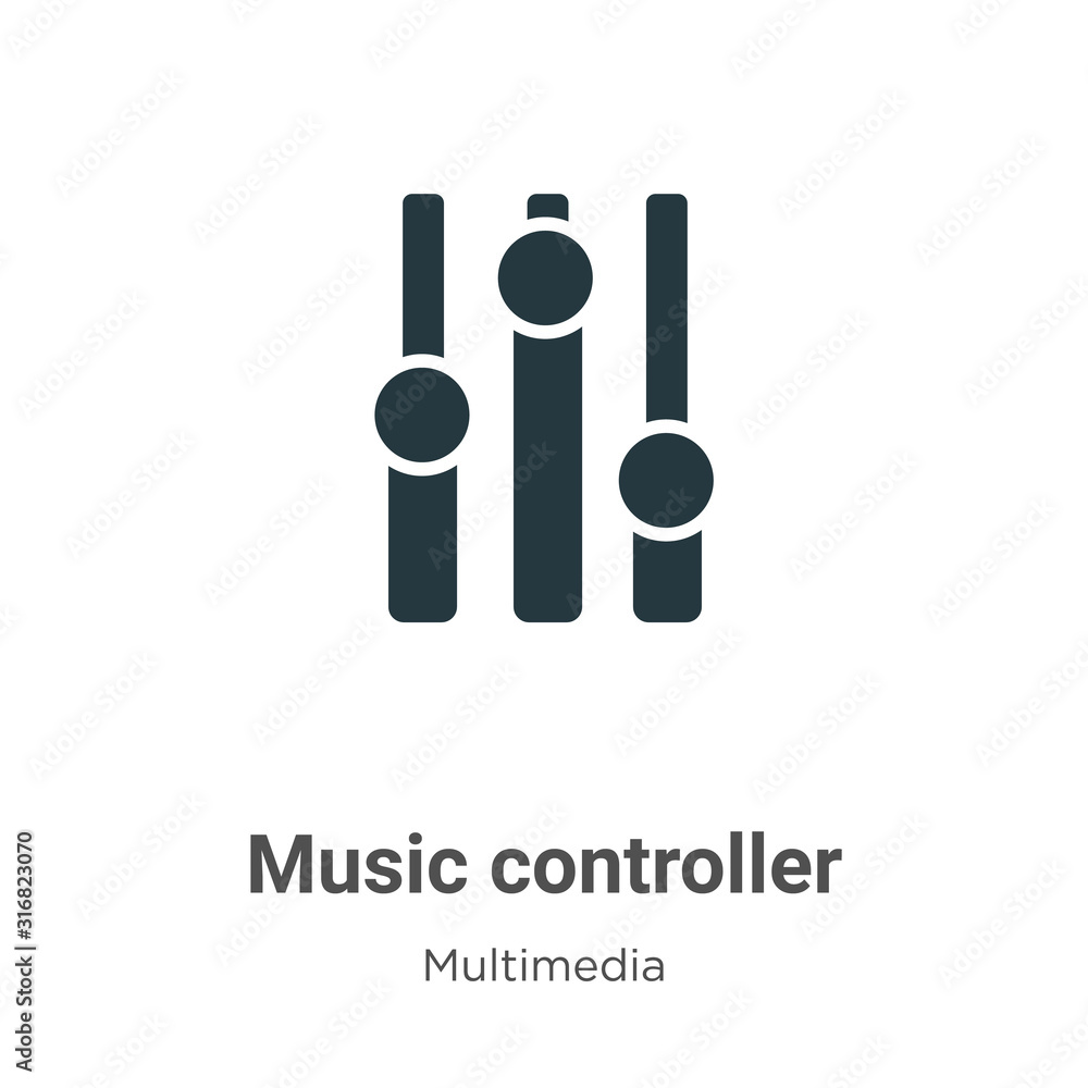 Poster music controller glyph icon vector on white background. flat vector music controller icon symbol sig
