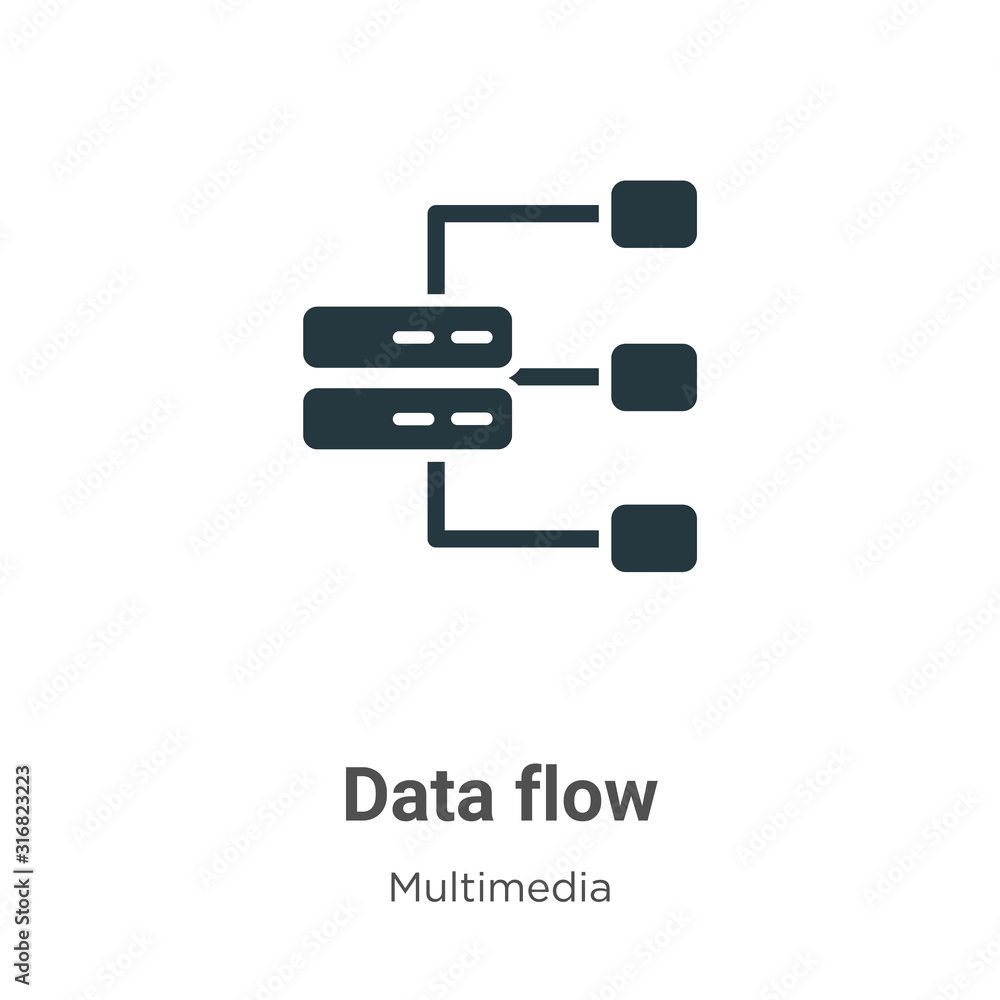 Poster data flow glyph icon vector on white background. flat vector data flow icon symbol sign from modern 