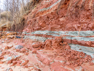 colored abstract picture with red and white clay texture