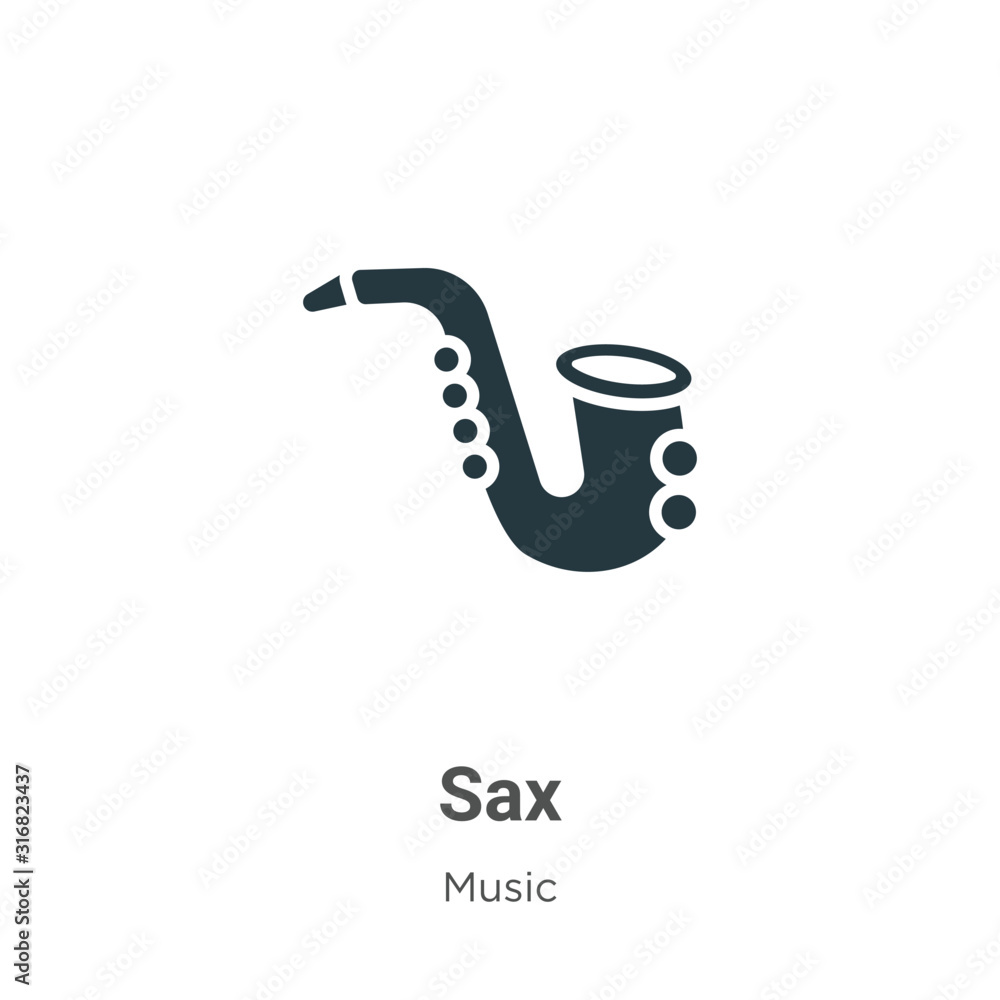 Poster sax glyph icon vector on white background. flat vector sax icon symbol sign from modern music collec