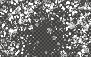 Snowfall and falling snowflakes