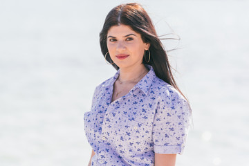 Portrait of woman on the beach,selective focus