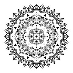 Mandala seamless pattern black and white. Islam, Arabic, Pakistan, Moroccan, Turkish, Indian, Spain motifs. Vector illustration EPS 10