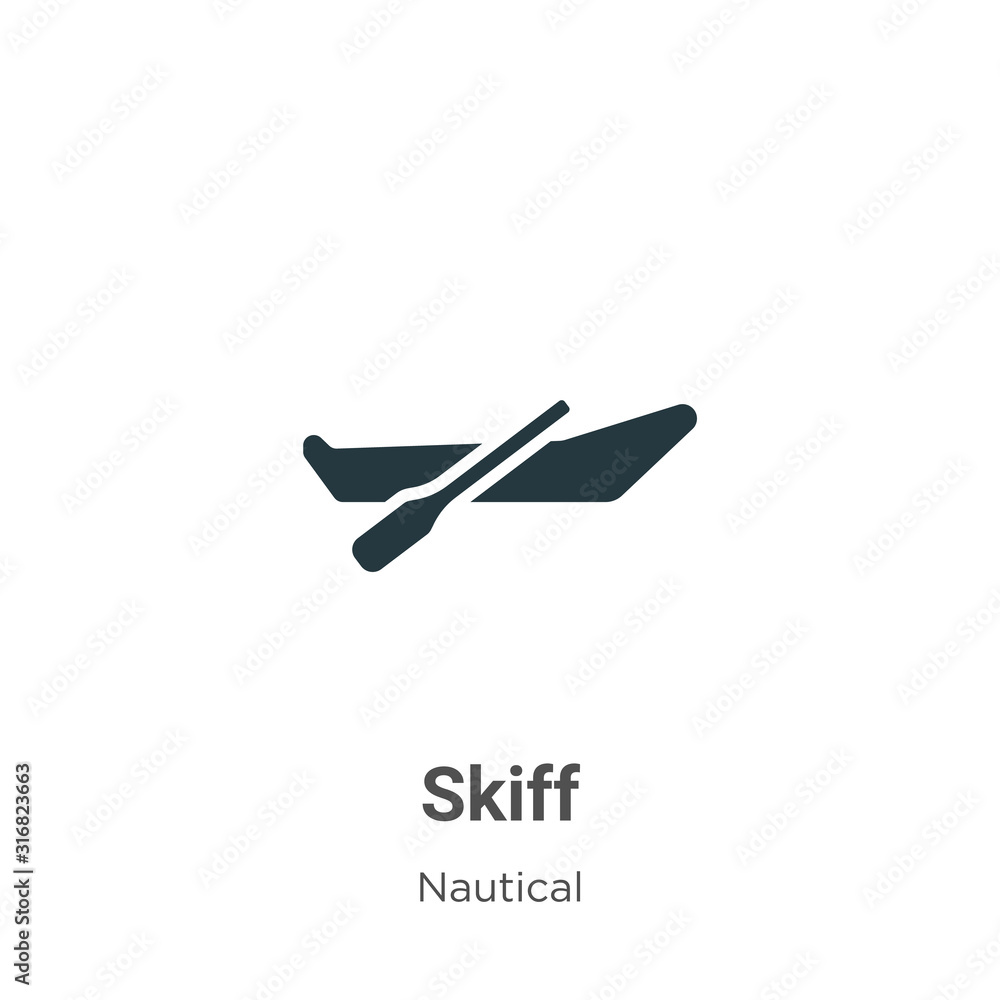 Poster skiff glyph icon vector on white background. flat vector skiff icon symbol sign from modern nautical