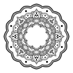 Mandala seamless pattern black and white. Islam, Arabic, Pakistan, Moroccan, Turkish, Indian, Spain motifs. Vector illustration EPS 10