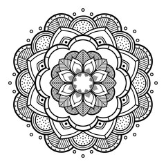 Mandala seamless pattern black and white. Islam, Arabic, Pakistan, Moroccan, Turkish, Indian, Spain motifs. Vector illustration EPS 10