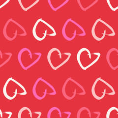 Seamless pattern with hand drawn hearts