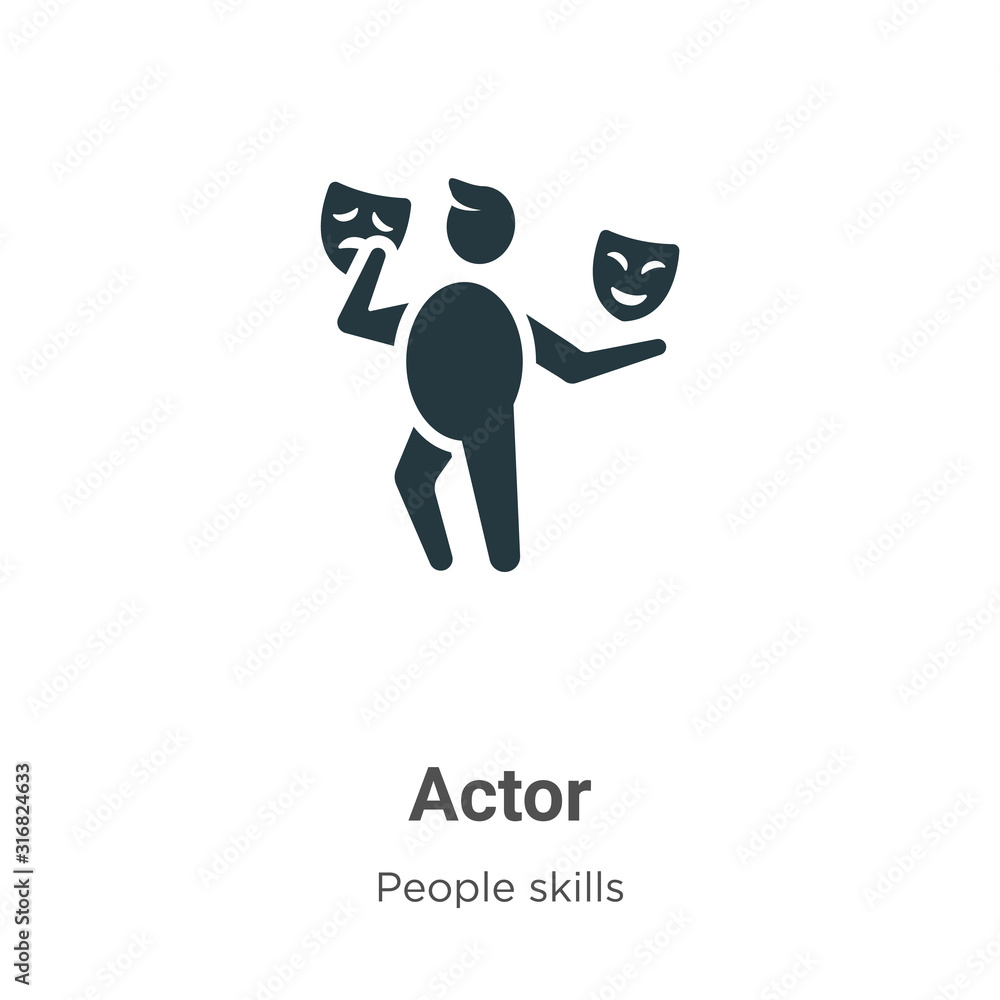 Poster actor glyph icon vector on white background. flat vector actor icon symbol sign from modern people s