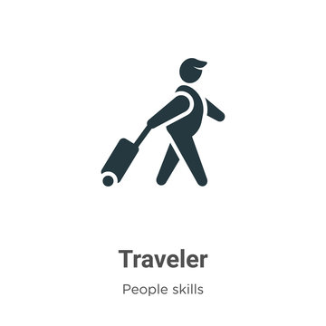 Traveler glyph icon vector on white background. Flat vector traveler icon symbol sign from modern people skills collection for mobile concept and web apps design.