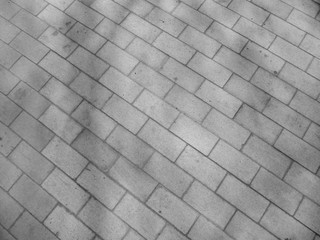 Paving slab in perspective in black and white, background