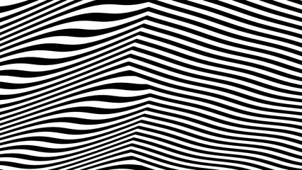 Vector - Black and white Diagonal wave lines.Difference of lines on the left and right.Optical illusion