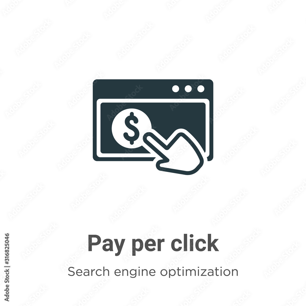 Poster pay per click glyph icon vector on white background. flat vector pay per click icon symbol sign from