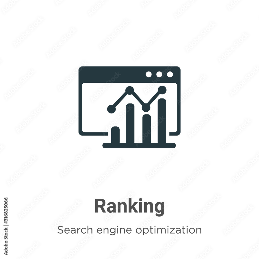 Poster ranking glyph icon vector on white background. flat vector ranking icon symbol sign from modern sear