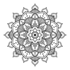 Mandala seamless pattern black and white. Islam, Arabic, Pakistan, Moroccan, Turkish, Indian, Spain motifs. Vector illustration EPS 10