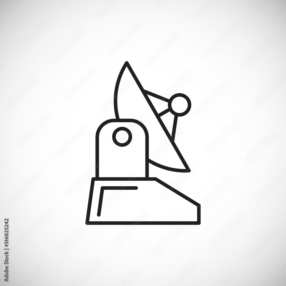 Poster technolgy related outline icon on background for graphic and web design. simple illustration. intern