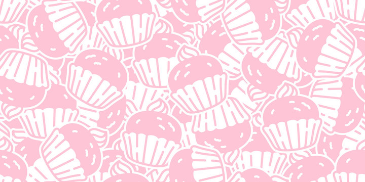 cake seamless pattern cupcake vector cookie pretzel snack bread scarf isolated wallpaper tile background cartoon doodle illustration pink design