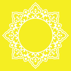 Decorative frame Elegant vector element for design in Eastern style, place for text. Floral yellow border. Lace illustration for invitations and greeting cards