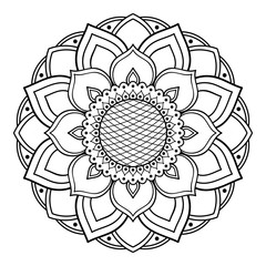 Mandala seamless pattern black and white. Islam, Arabic, Pakistan, Moroccan, Turkish, Indian, Spain motifs. Vector illustration EPS 10