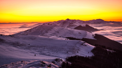Splendid sunrise in the Carpathian Mountains. Polonina Wetlińska. Bieszczady National Park. Poland © Szymon Bartosz