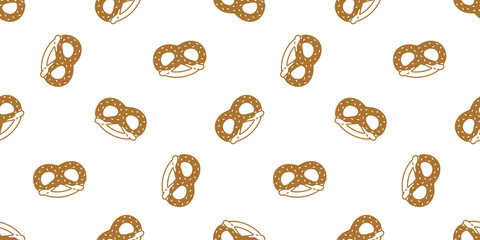 pretzel seamless pattern cookie vector snack bread scarf isolated tile background repeat wallpaper cartoon doodle illustration brown design