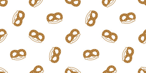 pretzel seamless pattern cookie vector snack bread scarf isolated tile background repeat wallpaper cartoon doodle illustration brown design