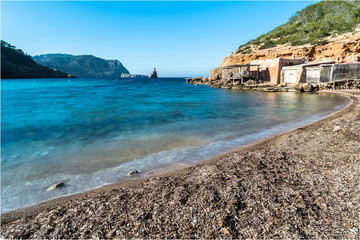 Naklejka premium Benirras beach, Ibiza. Spain.