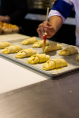 Preparing delicious bread in a bakery