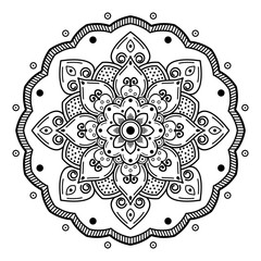 Mandala seamless pattern black and white. Islam, Arabic, Pakistan, Moroccan, Turkish, Indian, Spain motifs. Vector illustration EPS 10