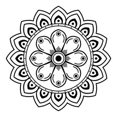 Mandala decorative round ornament. Can be used for greeting card, phone case print, etc. Hand drawn background, vector isolated on white. EPS 10 