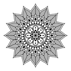 Mandala decorative round ornament. Can be used for greeting card, phone case print, etc. Hand drawn background, vector isolated on white. EPS 10 