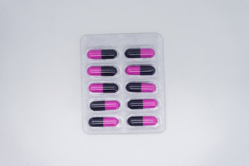 Different medicines: tablets, pills in blister pack, medications drugs