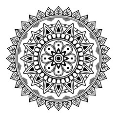 Mandala decorative round ornament. Can be used for greeting card, phone case print, etc. Hand drawn background, vector isolated on white. EPS 10 