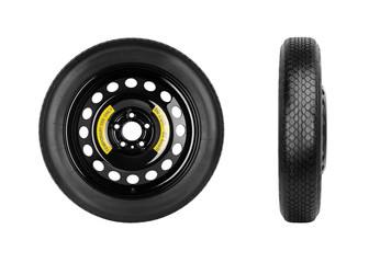 Spare wheel isolated on white background