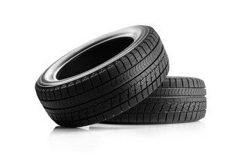 Car winter tires isolated on white background