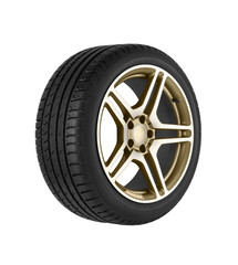 Car wheel on white background