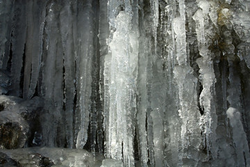 Icicles on a rock