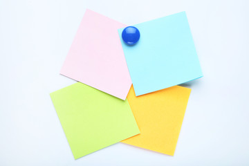 Paper sticky notes on white background