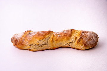 Baguette on a white background