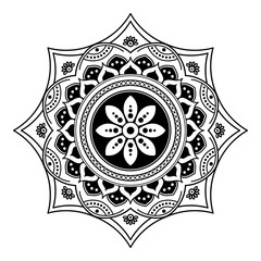 Mandala decorative round ornament. Can be used for greeting card, phone case print, etc. Hand drawn background, vector isolated on white. EPS 10 